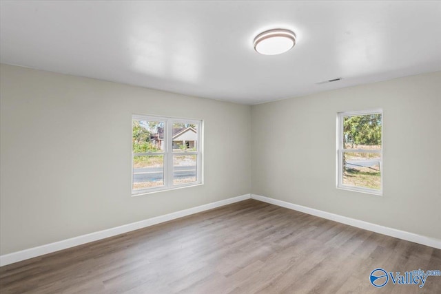 empty room featuring a healthy amount of sunlight and light wood-type flooring