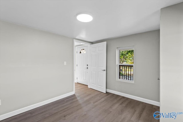 spare room with wood-type flooring