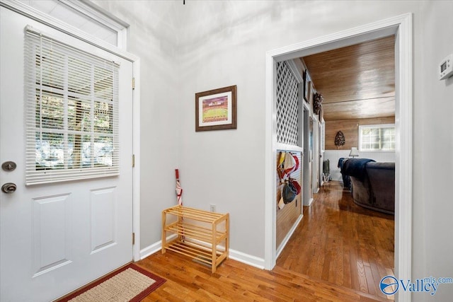 doorway featuring hardwood / wood-style floors