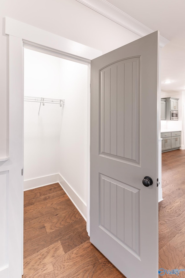 walk in closet featuring hardwood / wood-style floors