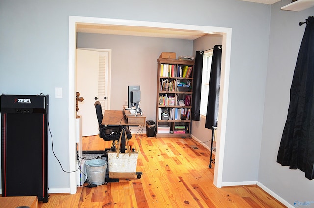 office space featuring hardwood / wood-style flooring