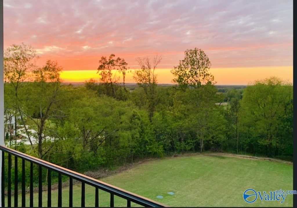 view of yard at dusk