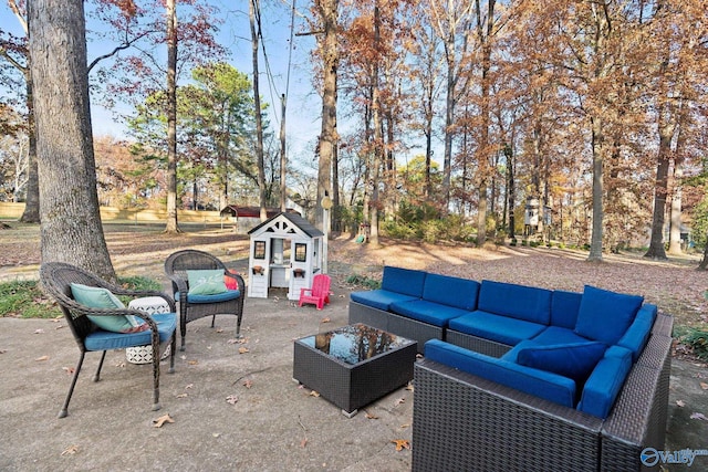 view of patio / terrace featuring an outdoor living space