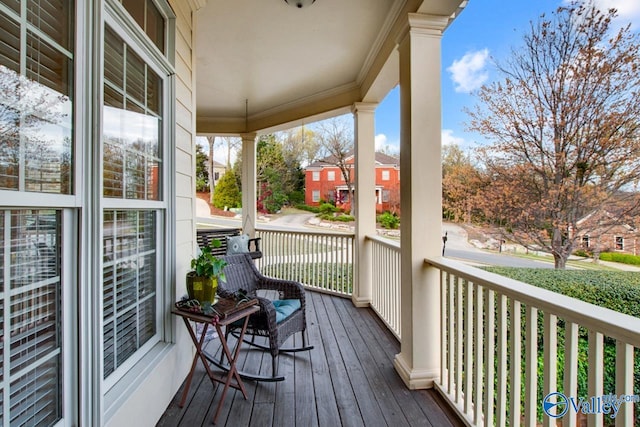 wooden deck with covered porch