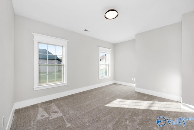 view of carpeted spare room