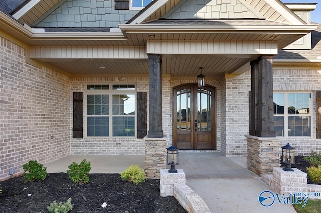 doorway to property featuring french doors