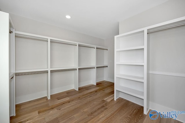 spacious closet featuring hardwood / wood-style flooring