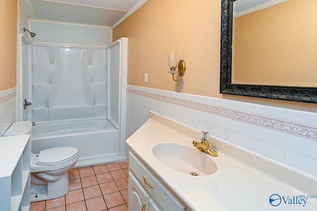 148 Maple Blvd, Gurley, AL 35748 - full bathroom featuring shower / bathing tub combination, tile walls, tile patterned flooring, vanity, and toilet