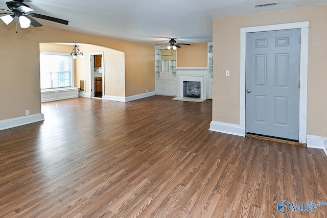 148 Maple Blvd, Gurley, AL 35748 - unfurnished living room with dark wood-type flooring and ceiling fan