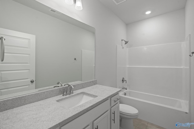 1603 Calistoga Cir, Huntsville, AL 35811 - bathroom with vanity, toilet, bathtub / shower combination, and tile patterned floors