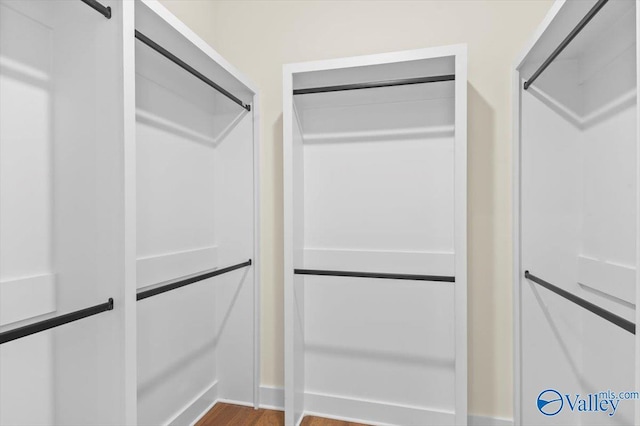 spacious closet with wood finished floors