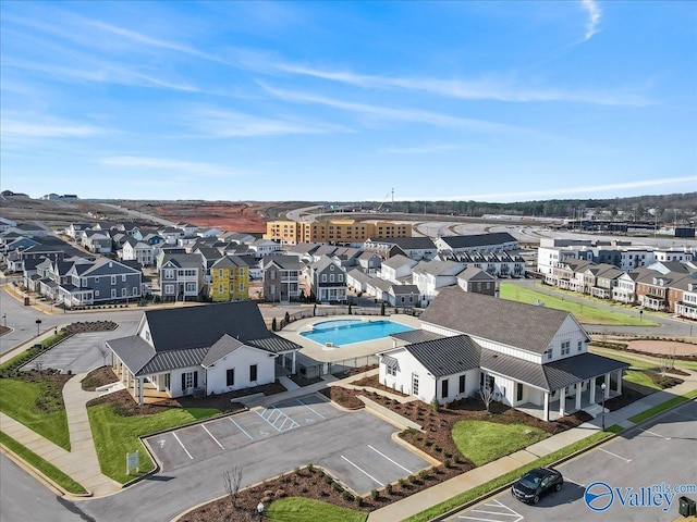 drone / aerial view with a residential view