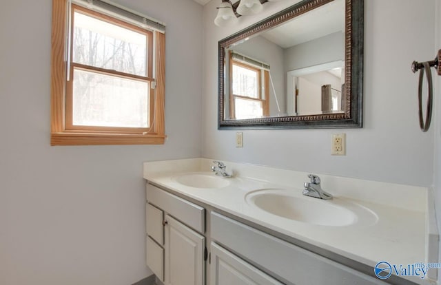 bathroom featuring a wealth of natural light and vanity