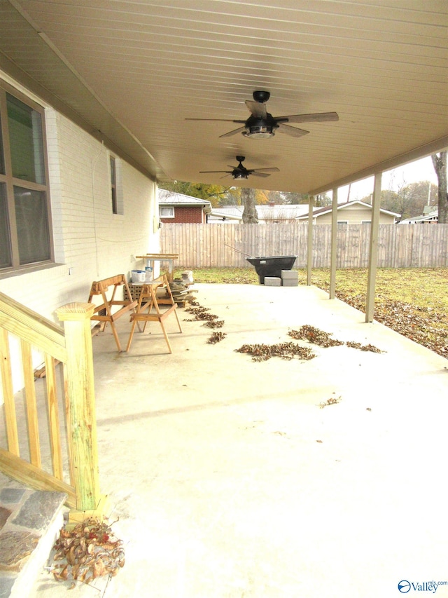 view of patio with ceiling fan