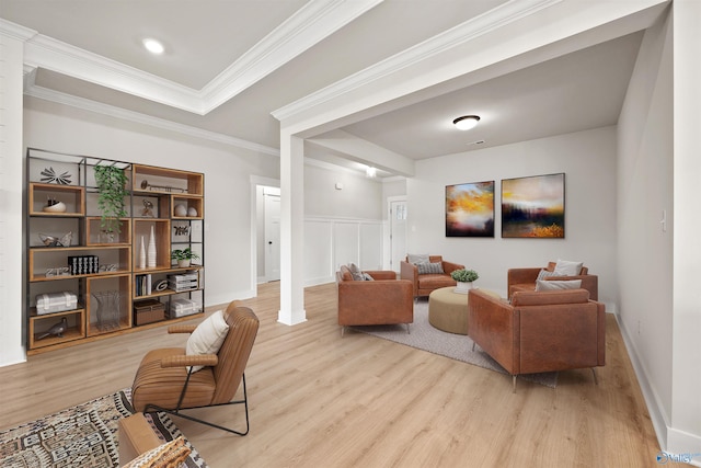 21837 Natures Cove Dr, Athens, AL 35613 - living area with light wood-type flooring, ornamental molding, and baseboards
