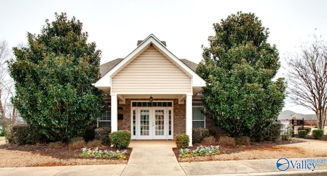 view of front of home featuring french doors