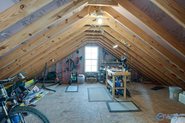 view of unfinished attic