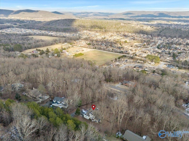 bird's eye view featuring a mountain view