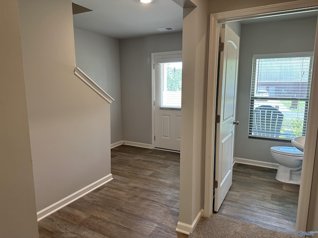 interior space featuring dark hardwood / wood-style flooring