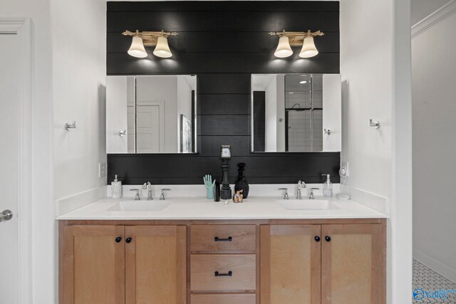 24673 Beacon Cir, Athens, AL 35613 - full bathroom with double vanity and tile patterned flooring