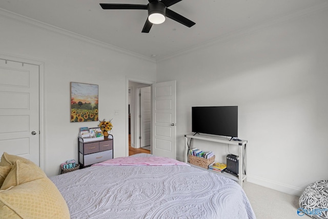 24673 Beacon Cir, Athens, AL 35613 - carpeted bedroom with ornamental molding, a ceiling fan, and baseboards