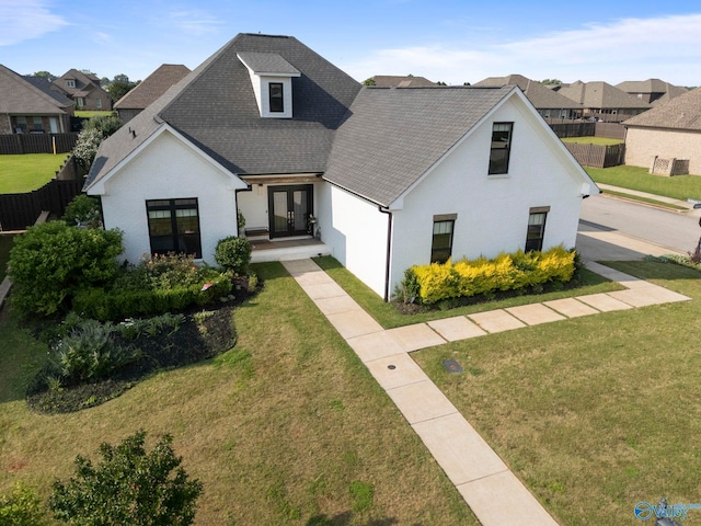 24673 Beacon Cir, Athens, AL 35613 - modern farmhouse with french doors, a shingled roof, and a residential view