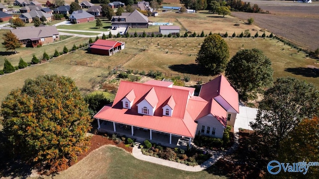 bird's eye view with a rural view