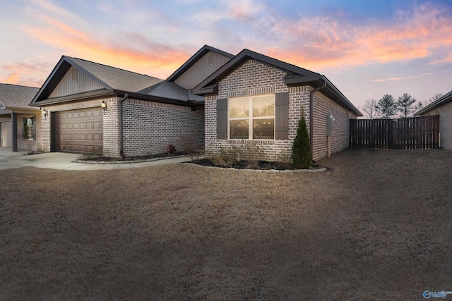 view of front of property featuring a garage