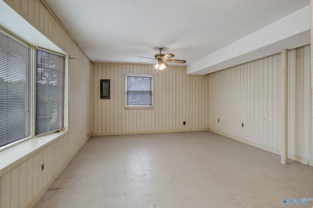 222 Lakewood Dr, Scottsboro, AL 35769 - unfurnished room featuring light floors, ceiling fan, and electric panel
