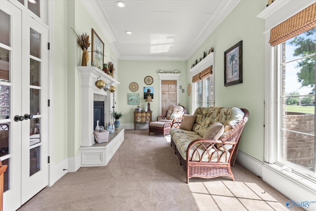 24051 Piney Creek Dr, Athens, AL 35613 - living room featuring a healthy amount of sunlight, crown molding, and light carpet