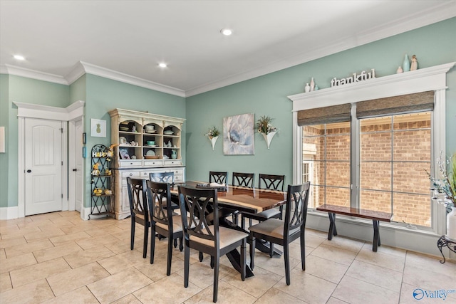 24051 Piney Creek Dr, Athens, AL 35613 - dining space featuring recessed lighting, baseboards, ornamental molding, and light tile patterned floors