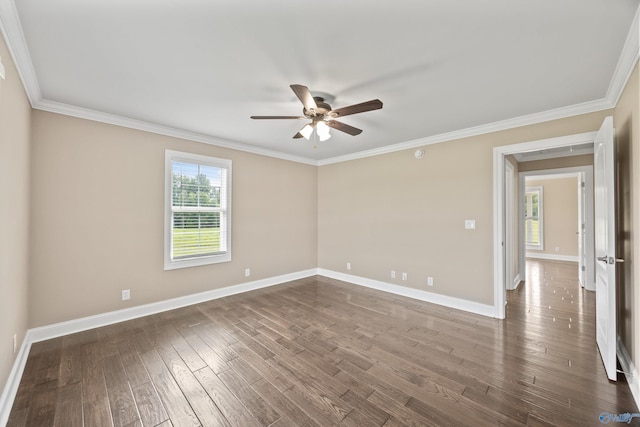 368 Halston Rd, Arab, AL 35016 - unfurnished room with ceiling fan, ornamental molding, and dark wood-style flooring