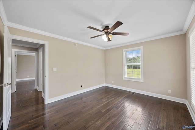 368 Halston Rd, Arab, AL 35016 - spare room featuring a ceiling fan, dark wood-style floors, and crown molding