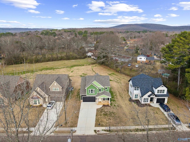 bird's eye view with a mountain view