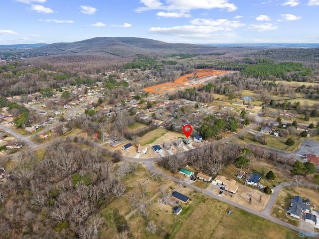 bird's eye view with a mountain view