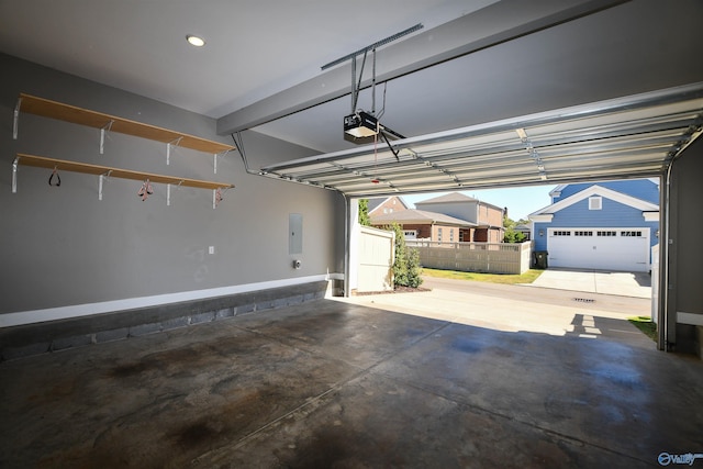 garage with a garage door opener