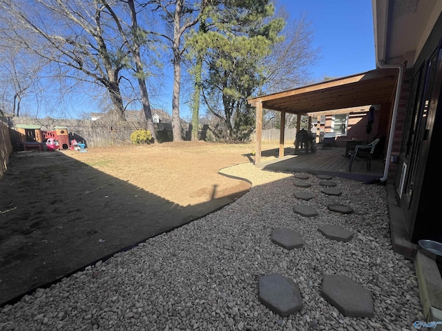 view of yard featuring a patio area and a fenced backyard