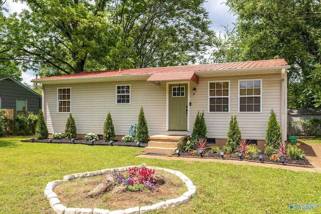 3516 Oleander Rd SW, Huntsville, AL 35805 - ranch-style house with a front lawn and metal roof
