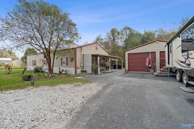 view of side of property featuring a garage