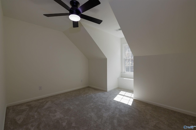 1204 Sibert Dr, Glencoe, AL 35905 - bonus room with carpet flooring, lofted ceiling, a ceiling fan, and baseboards