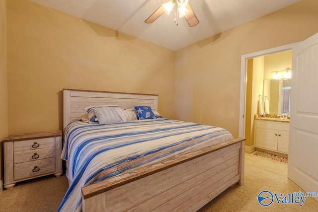5590 Bay Hill Dr Unit 303, Athens, AL 35611 - bedroom featuring light carpet, a ceiling fan, and ensuite bathroom
