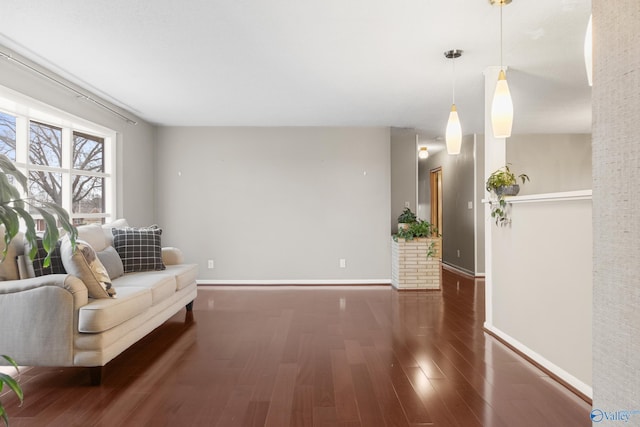 living area featuring dark wood-type flooring