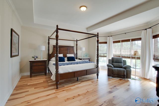 227 Lee Bowden Dr, Huntsville, AL 35806 - bedroom with light wood-style floors, access to exterior, ornamental molding, and baseboards