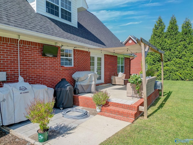 view of patio / terrace with a grill