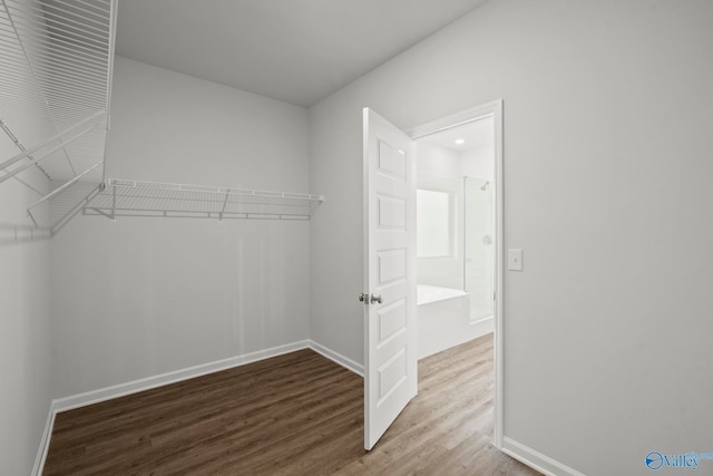 walk in closet featuring hardwood / wood-style floors