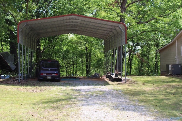 view of parking with a detached carport