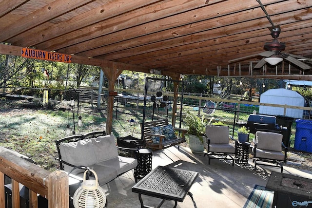 view of patio / terrace with ceiling fan