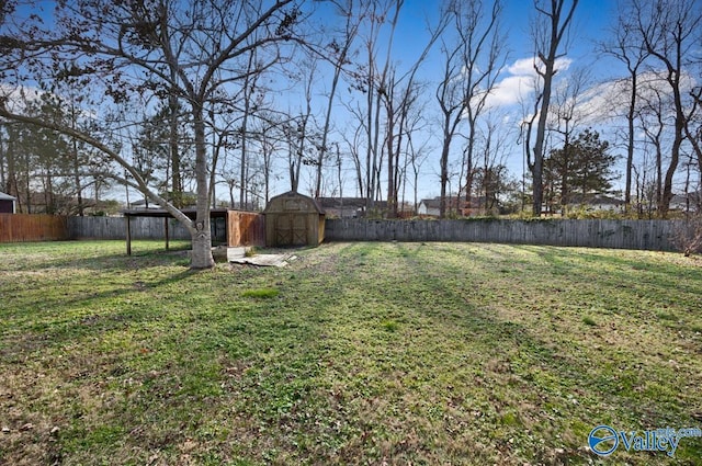 view of yard with a storage unit