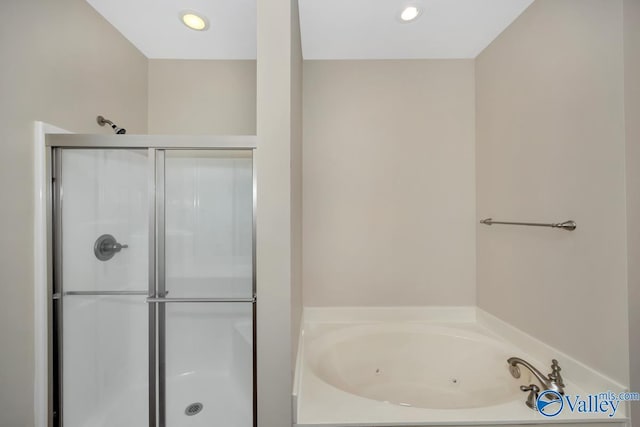 bathroom with independent shower and bath