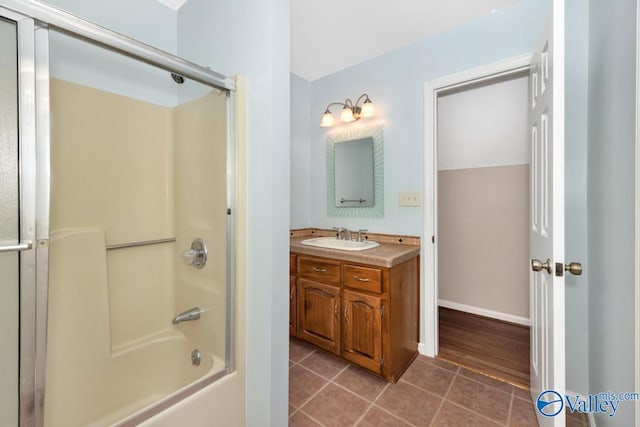 156 San Leonardo Way, Huntsville, AL 35811 - full bath featuring vanity, tile patterned flooring, and combined bath / shower with glass door